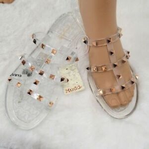 NWT Mudd Papaya Rock Stud Clear Jelly Sandals 9